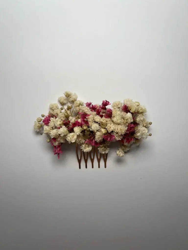 Tocado rosa y blanco