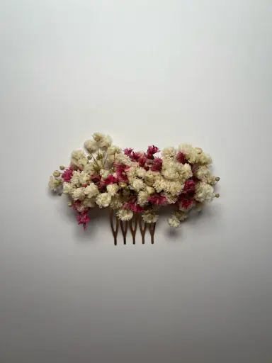 Tocado rosa y blanco